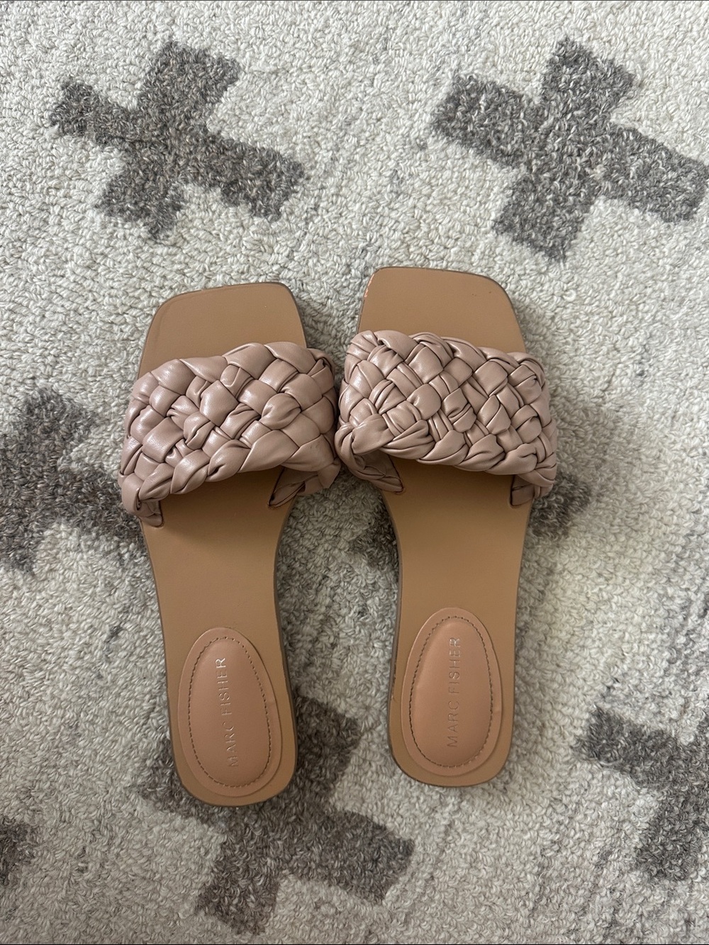 Marc Fisher Braided Slide Mules in Taupe Pink